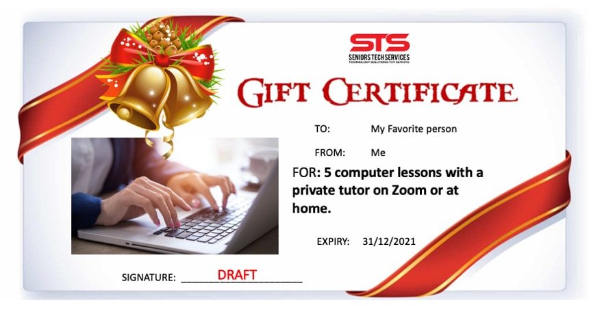 Gift card for computer lessons